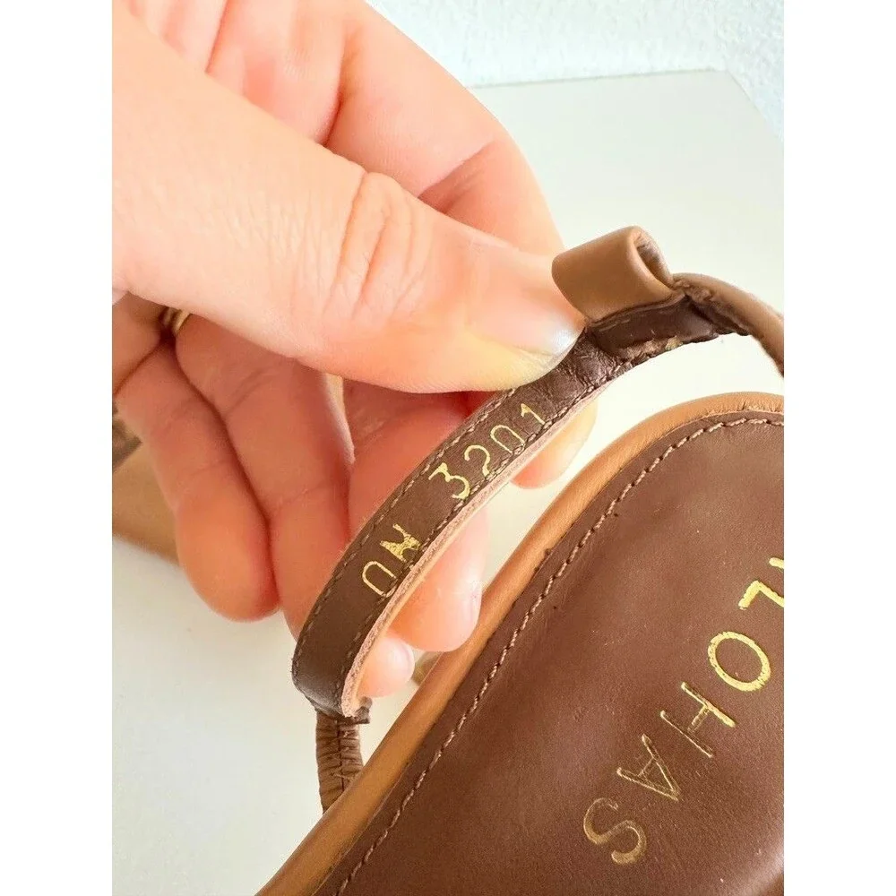 Alohas Juniper Strappy Square Toe Camel Sandals Leather Square Toe Women's EU 36